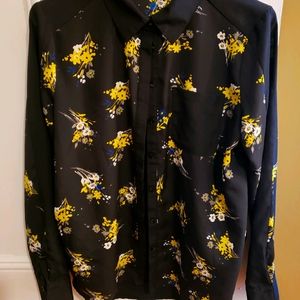 Medium black and yellow flower dress shirt